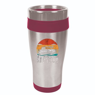 Funny Boating Captoon Pontoon Tritoon Captain Pontoon Boat 16oz Travel Tumbler