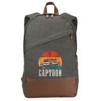 Funny Boating Captoon Pontoon Tritoon Captain Pontoon Boat Cotton Canvas Backpack