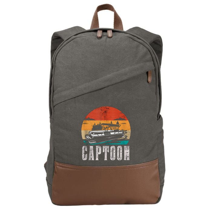 Funny Boating Captoon Pontoon Tritoon Captain Pontoon Boat Cotton Canvas Backpack