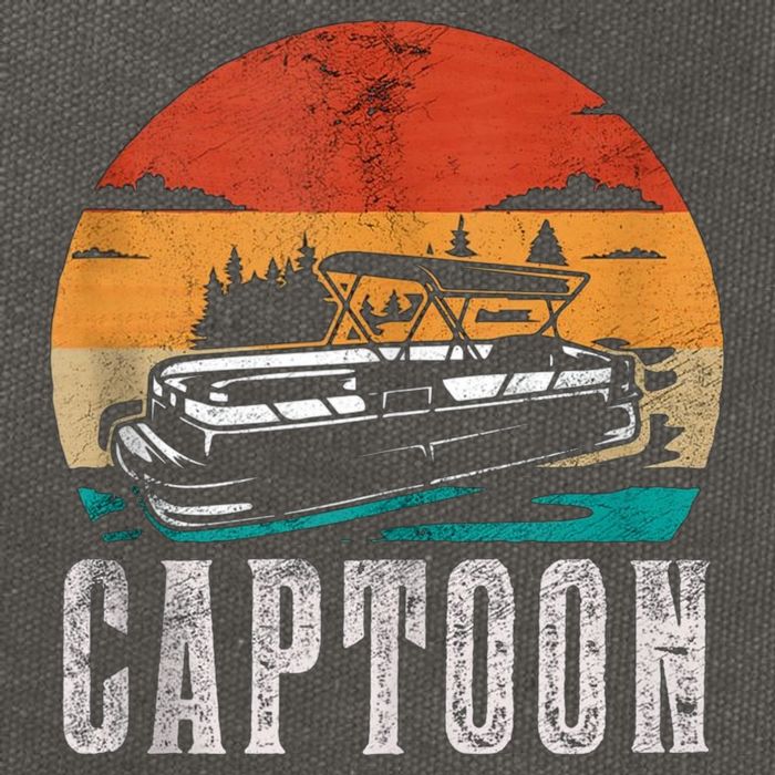 Funny Boating Captoon Pontoon Tritoon Captain Pontoon Boat Cotton Canvas Backpack