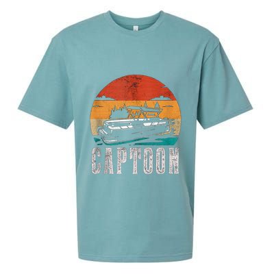 Funny Boating Captoon Pontoon Tritoon Captain Pontoon Boat Sueded Cloud Jersey T-Shirt