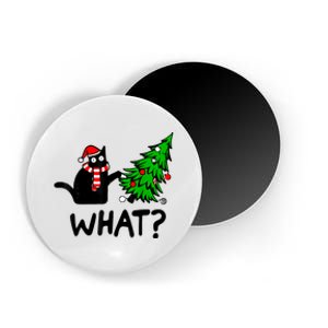 Funny Black Cat Gift Pushing Christmas Tree Over Cat What Magnet