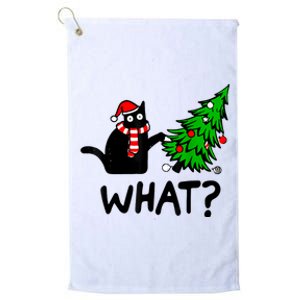 Funny Black Cat Gift Pushing Christmas Tree Over Cat What Platinum Collection Golf Towel