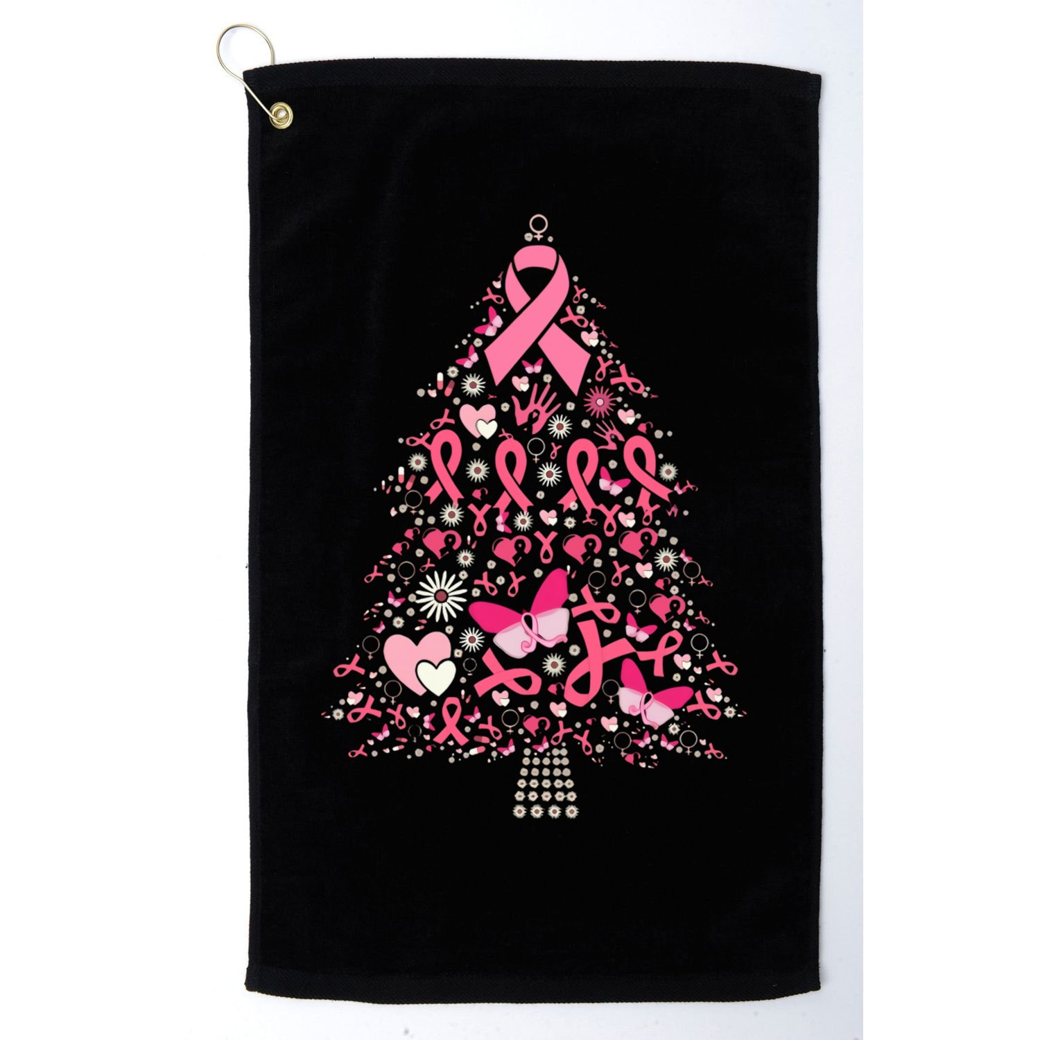 Funny Breast Cancer Awareness Christmas Tree Xmas Pink Golf Towel