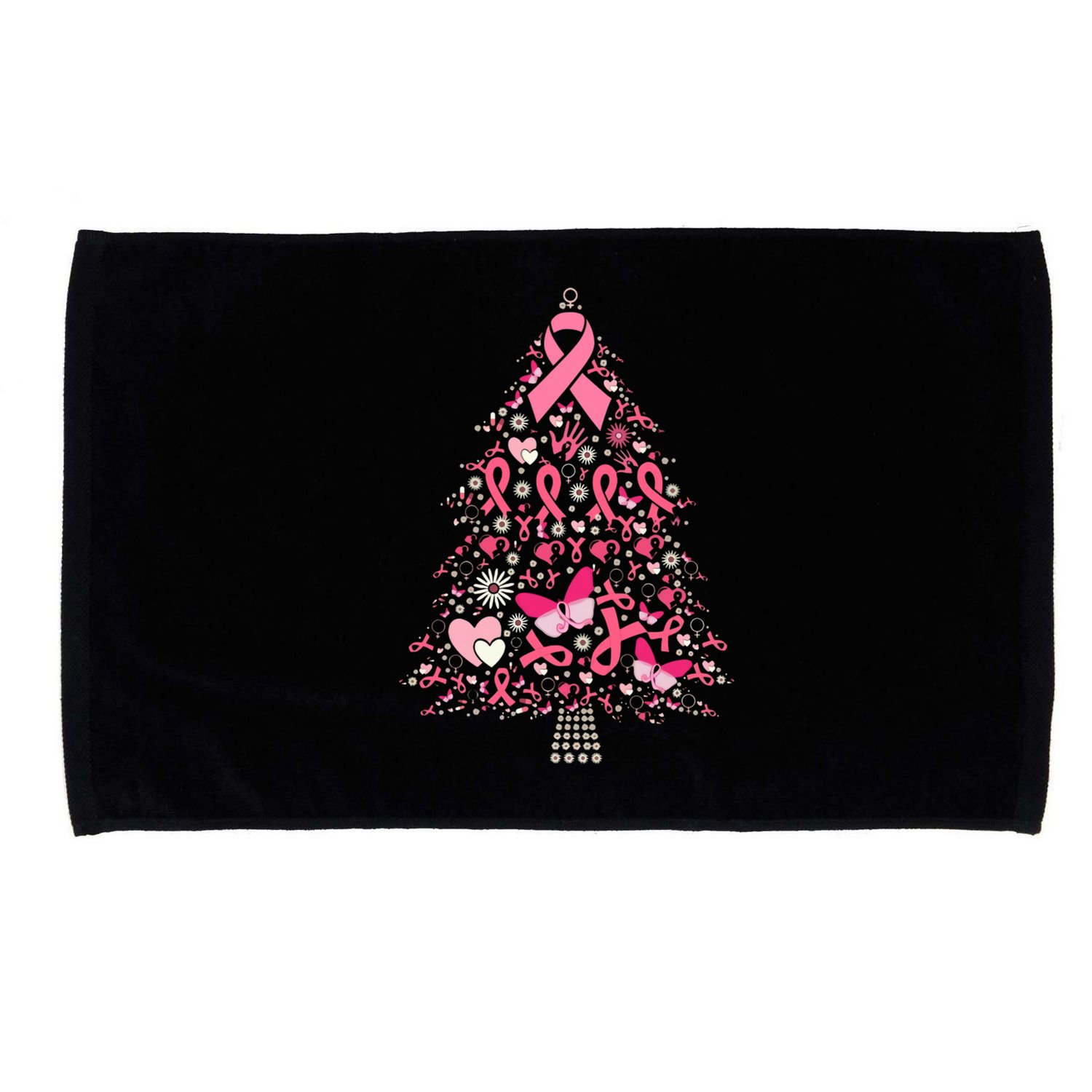 Funny Breast Cancer Awareness Christmas Tree Xmas Pink Microfiber Hand Towel