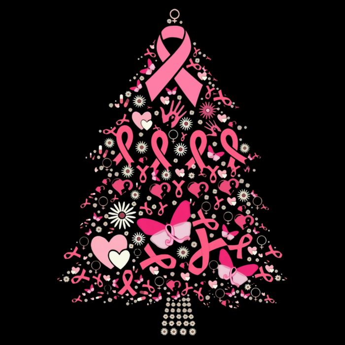 Funny Breast Cancer Awareness Christmas Tree Xmas Pink Women's Crop Top Tee