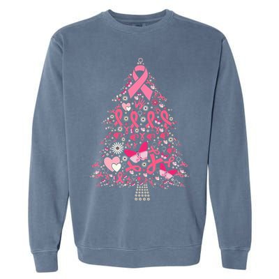 Funny Breast Cancer Awareness Christmas Tree Xmas Pink Garment-Dyed Sweatshirt