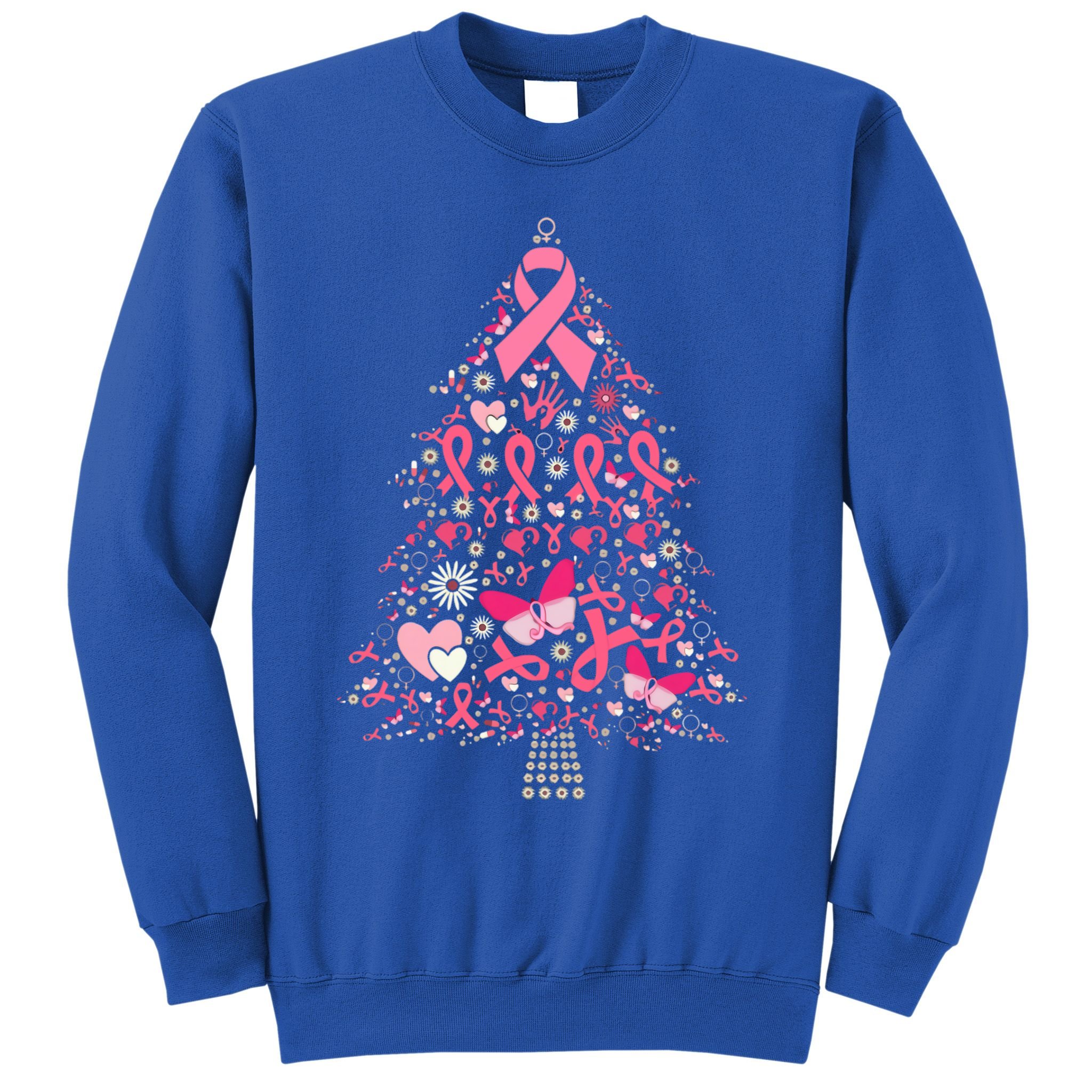 Funny Breast Cancer Awareness Christmas Tree Xmas Pink Sweatshirt