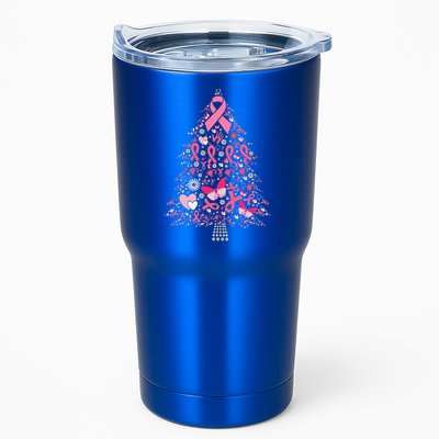 Funny Breast Cancer Awareness Christmas Tree Xmas Pink Tumbler