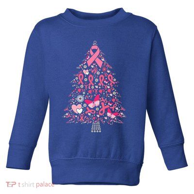 Funny Breast Cancer Awareness Christmas Tree Xmas Pink Toddler Sweatshirt