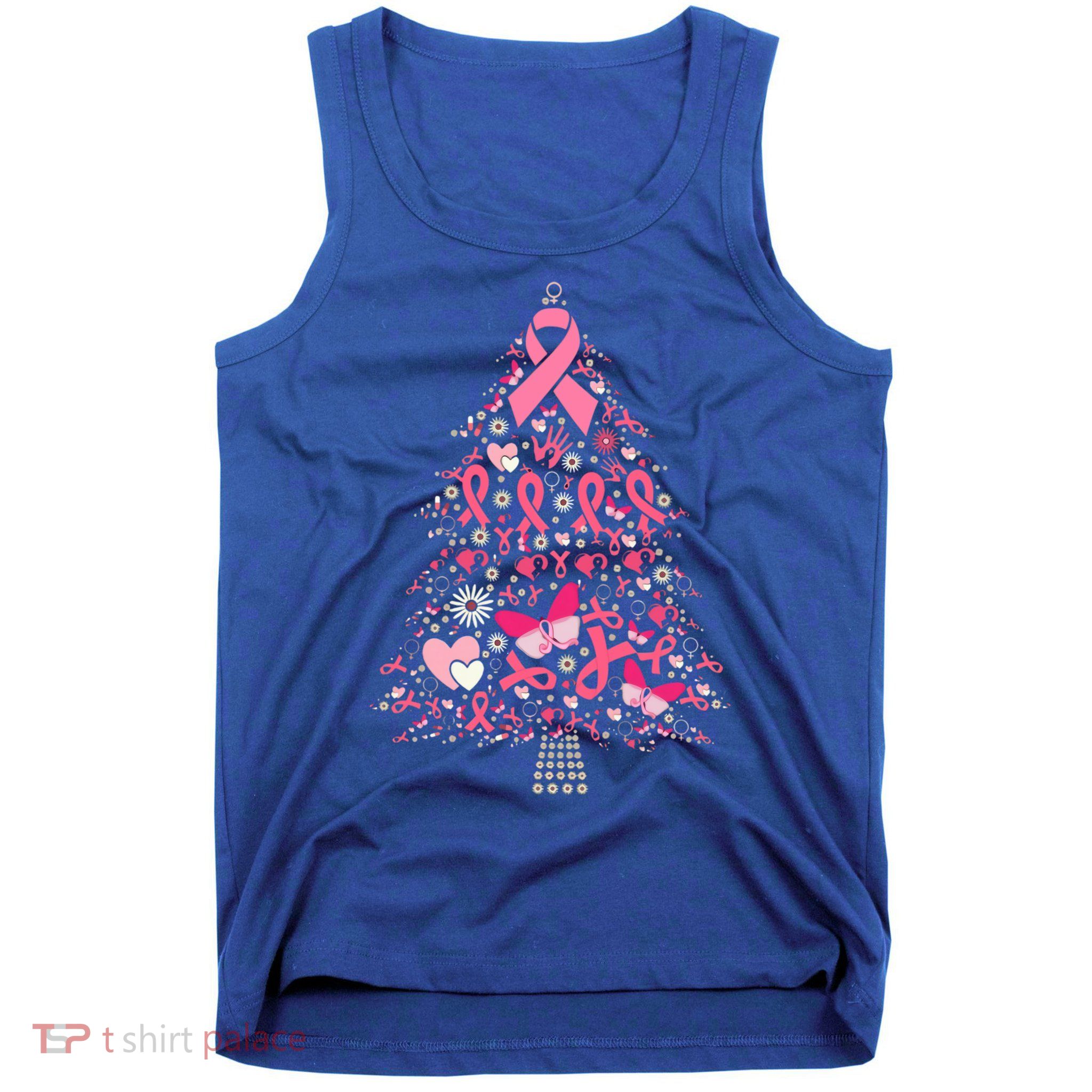Funny Breast Cancer Awareness Christmas Tree Xmas Pink Tank Top
