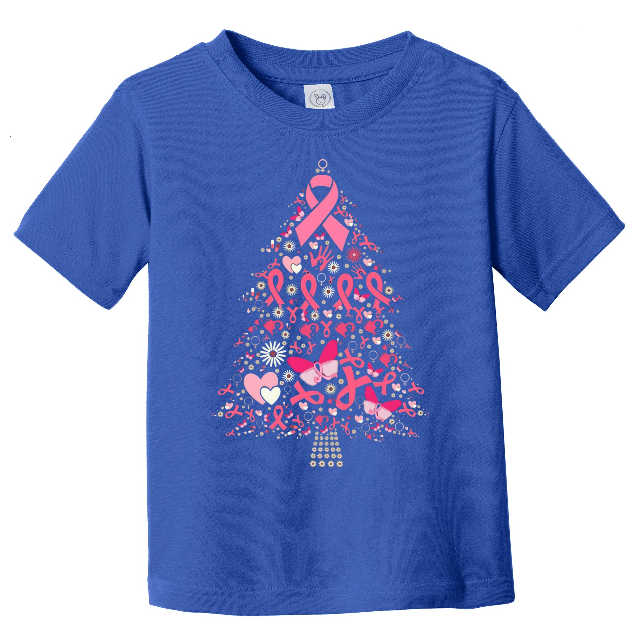 Funny Breast Cancer Awareness Christmas Tree Xmas Pink Toddler T-Shirt