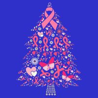 Funny Breast Cancer Awareness Christmas Tree Xmas Pink Women's V-Neck T-Shirt