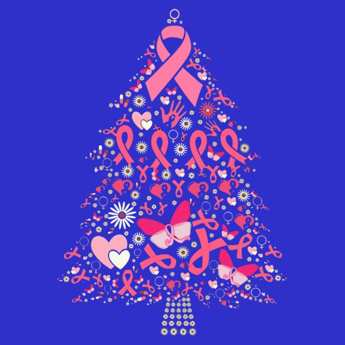 Funny Breast Cancer Awareness Christmas Tree Xmas Pink Women's V-Neck T-Shirt
