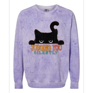 Funny Black Cat Judging You Silently Sarcastic Cat Colorblast Crewneck Sweatshirt