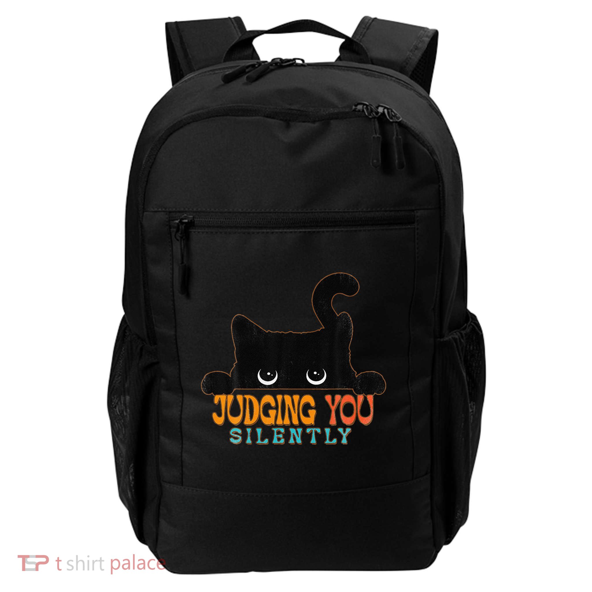 Funny Black Cat Judging You Silently Sarcastic Cat Daily Commute Backpack