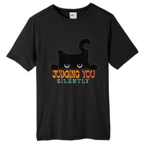 Funny Black Cat Judging You Silently Sarcastic Cat Tall Fusion ChromaSoft Performance T-Shirt