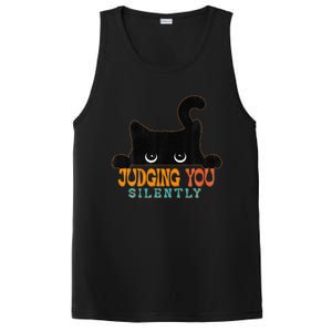 Funny Black Cat Judging You Silently Sarcastic Cat PosiCharge Competitor Tank