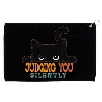 Funny Black Cat Judging You Silently Sarcastic Cat Grommeted Golf Towel