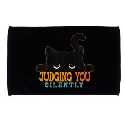 Funny Black Cat Judging You Silently Sarcastic Cat Microfiber Hand Towel