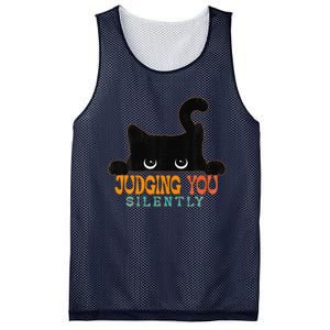 Funny Black Cat Judging You Silently Sarcastic Cat Mesh Reversible Basketball Jersey Tank