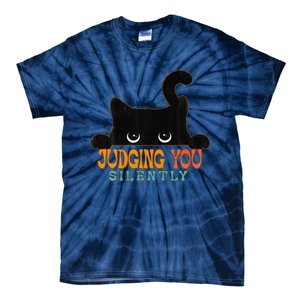 Funny Black Cat Judging You Silently Sarcastic Cat Tie-Dye T-Shirt