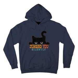 Funny Black Cat Judging You Silently Sarcastic Cat Tall Hoodie