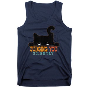 Funny Black Cat Judging You Silently Sarcastic Cat Tank Top