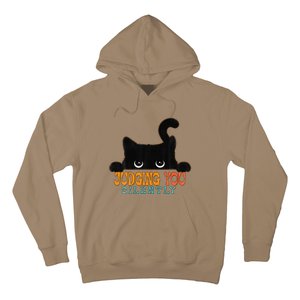 Funny Black Cat Judging You Silently Sarcastic Cat Hoodie