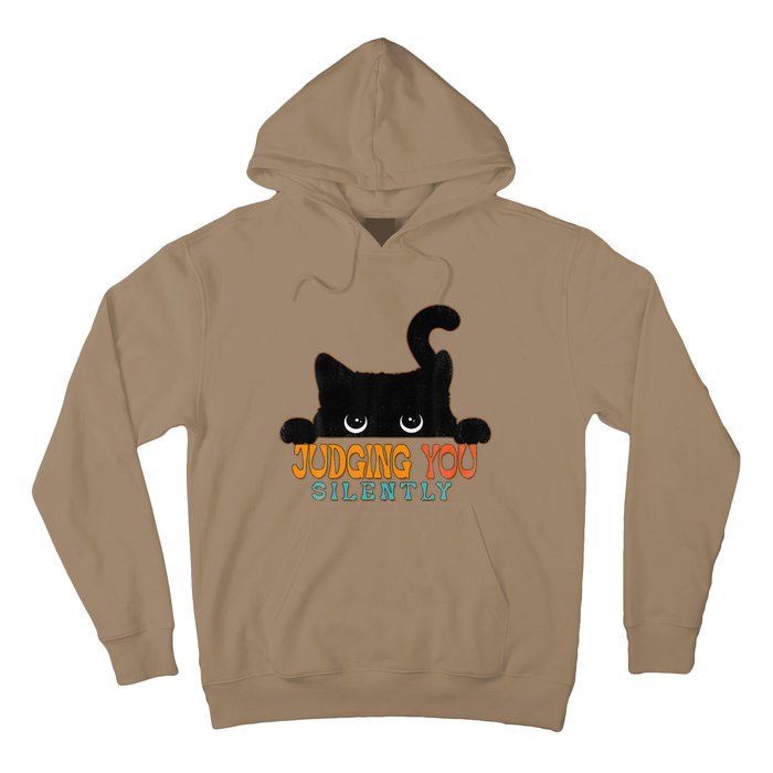 Funny Black Cat Judging You Silently Sarcastic Cat Hoodie