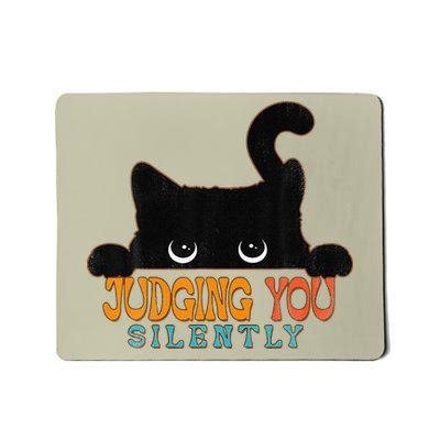 Funny Black Cat Judging You Silently Sarcastic Cat Mousepad