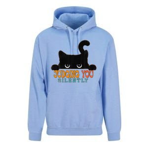 Funny Black Cat Judging You Silently Sarcastic Cat Unisex Surf Hoodie