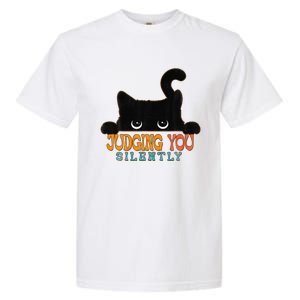 Funny Black Cat Judging You Silently Sarcastic Cat Garment-Dyed Heavyweight T-Shirt