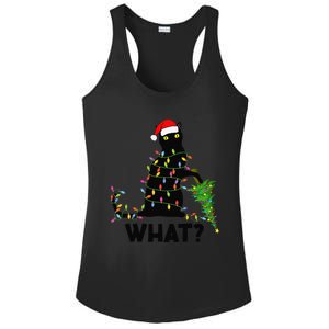 Funny Black Cat Pushing Christmas Tree Over Cat Christmas Ladies PosiCharge Competitor Racerback Tank