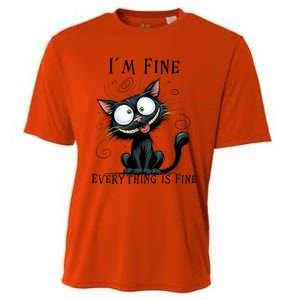 Funny Black Cat IM Fine Everything Is Fine Gift Cooling Performance Crew T-Shirt