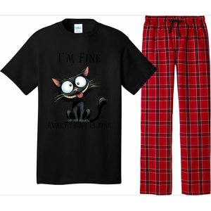 Funny Black Cat IM Fine Everything Is Fine Gift Pajama Set