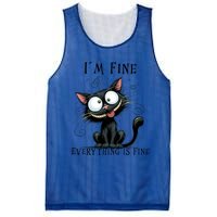 Funny Black Cat IM Fine Everything Is Fine Gift Mesh Reversible Basketball Jersey Tank