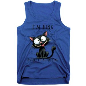 Funny Black Cat IM Fine Everything Is Fine Gift Tank Top