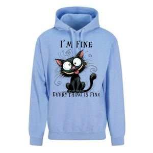 Funny Black Cat IM Fine Everything Is Fine Gift Unisex Surf Hoodie