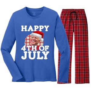 Funny Biden Christmas Xmas Happy Fourth Of July Republican Gift Women's Long Sleeve Flannel Pajama Set 