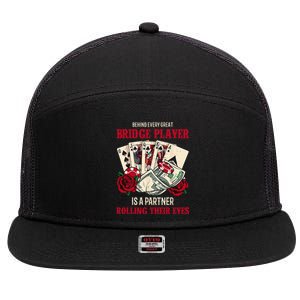 Funny Bridge Card Game Rose Behind Every Great Bridge Player 7 Panel Mesh Trucker Snapback Hat