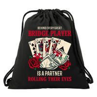 Funny Bridge Card Game Rose Behind Every Great Bridge Player Drawstring Bag