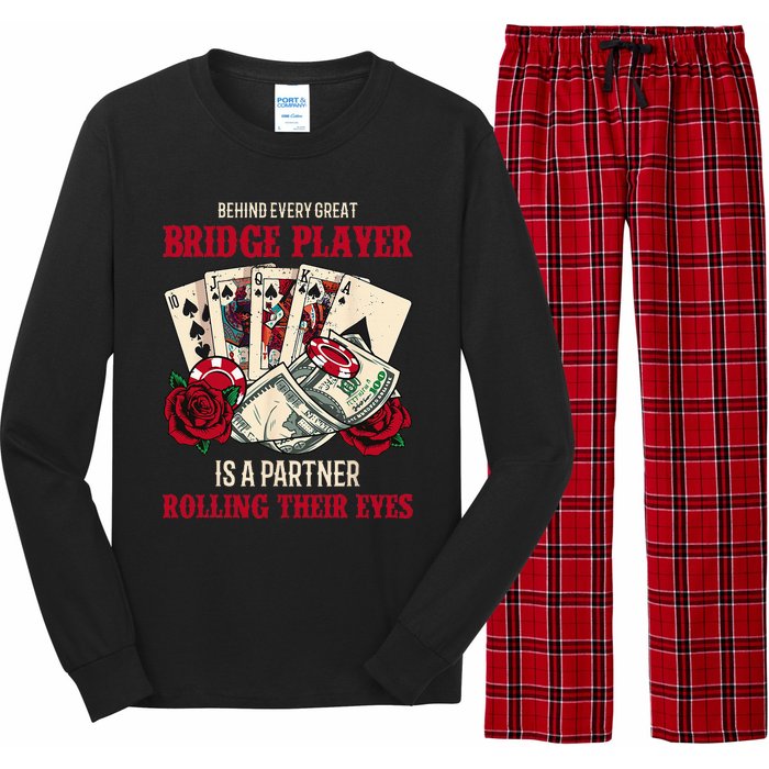 Funny Bridge Card Game Rose Behind Every Great Bridge Player Long Sleeve Pajama Set