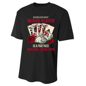 Funny Bridge Card Game Rose Behind Every Great Bridge Player Performance Sprint T-Shirt