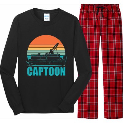 Funny Boating Captoon Pontoon Tritoon Captain Pontoon Boat Long Sleeve Pajama Set