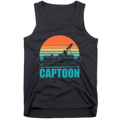 Funny Boating Captoon Pontoon Tritoon Captain Pontoon Boat Tank Top