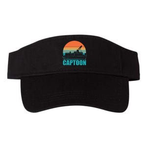 Funny Boating Captoon Pontoon Tritoon Captain Pontoon Boat Valucap Bio-Washed Visor