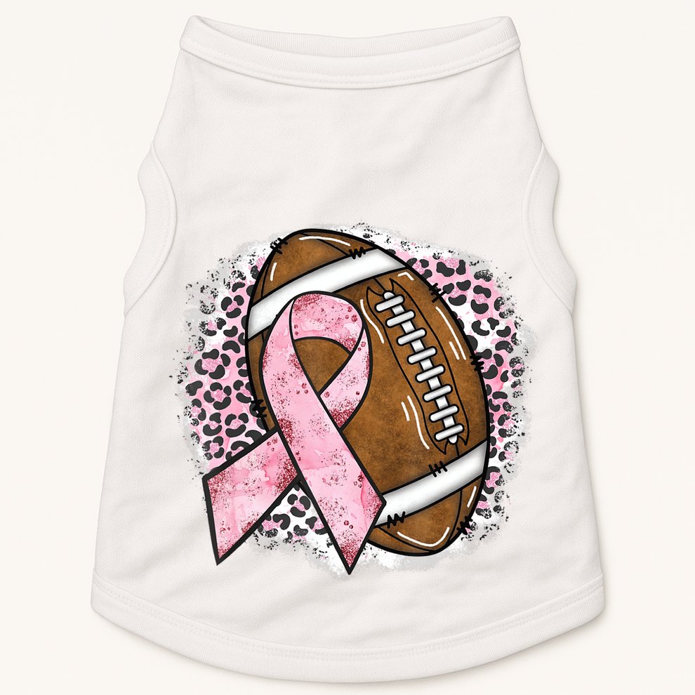 Football Breast Cancer Awareness Pink Ribbon Leopard Doggie Tank