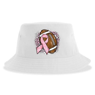 Football Breast Cancer Awareness Pink Ribbon Leopard Sustainable Bucket Hat