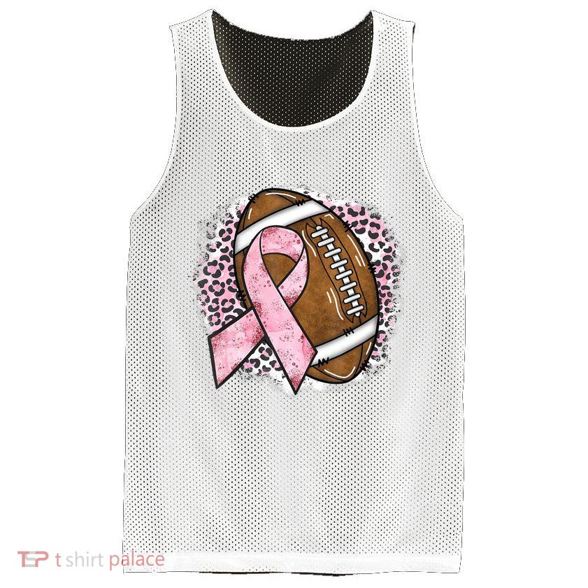 Football Breast Cancer Awareness Pink Ribbon Leopard Mesh Reversible Basketball Jersey Tank